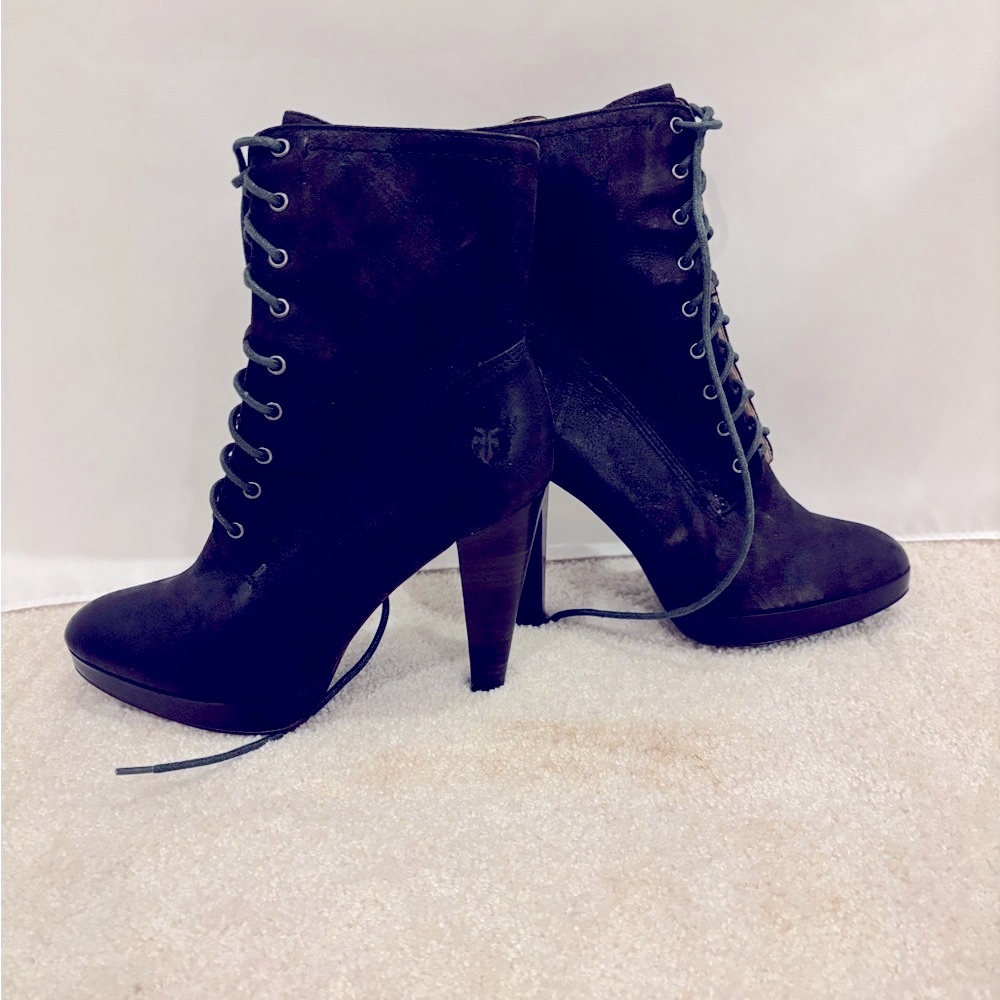 Black Lace-Up Frye Boots